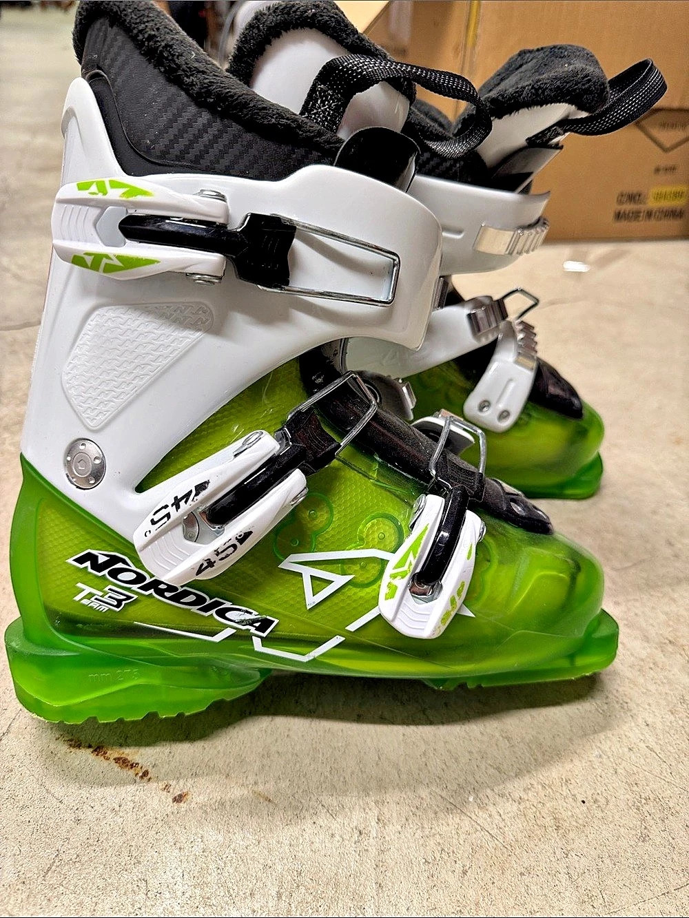 Nordica Team T3 RT Ski Boots Green & White US 22.5